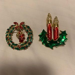 Two Vintage Christmas Brooches